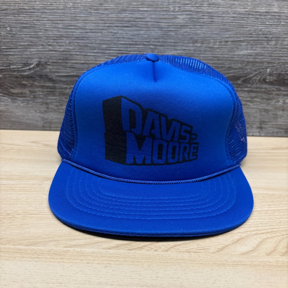 Vintage Davis Moore Hat Cap Snap Back Blue Trucker Wichita Kansas Auto Group